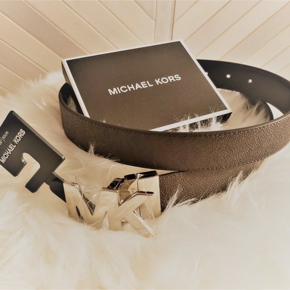 Michael Kors Other - Michael Kors Mono Silver MK Brown  Belt - 36"